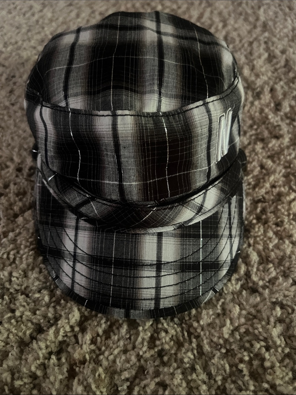 Top of the World Black and White Plaid Cadet Cap